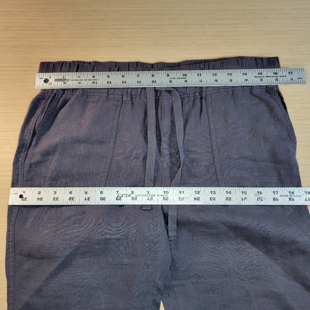 ​Caslon Linen Jogger Pants Knit Cuff Petite XS Charcoal Gray Lagenlook Artisanal - Picture 10 of 12